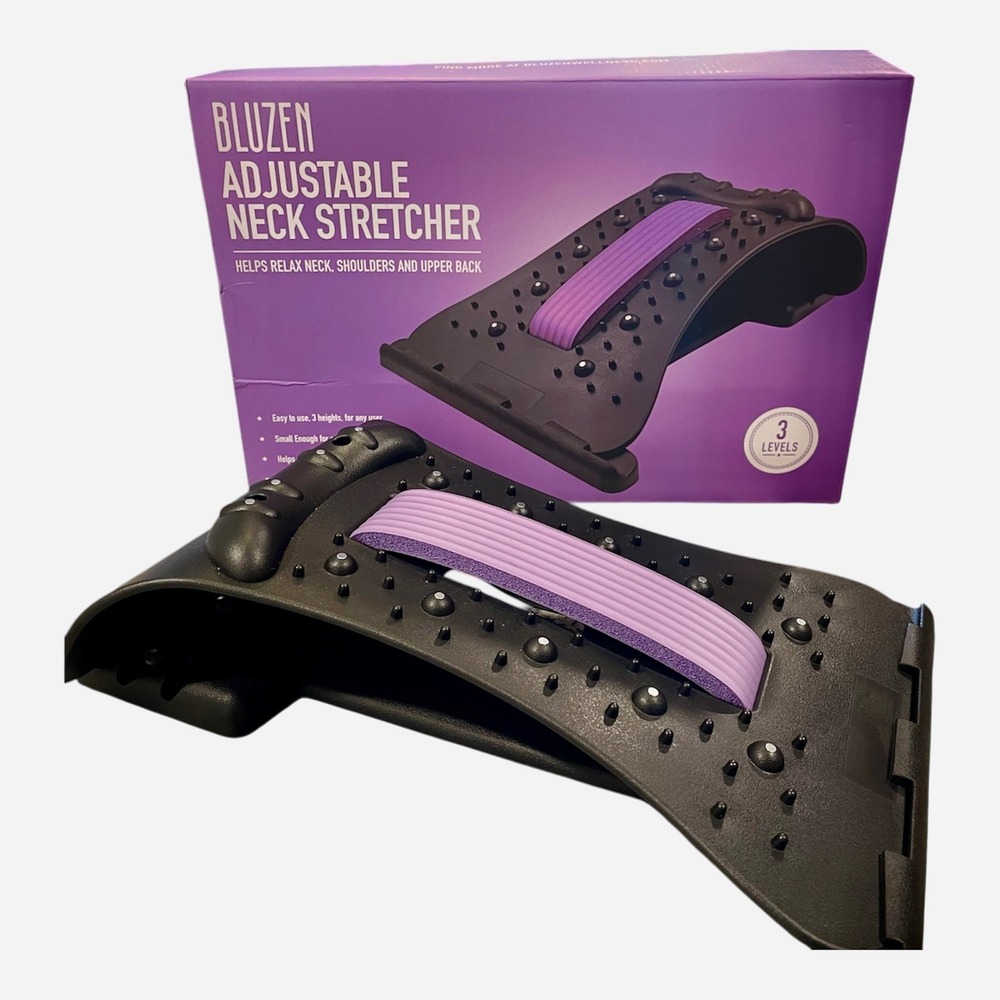 BLUZEN Premium Adjustable Neck Stretcher • 3 Levels • Acupressure • Relaxation